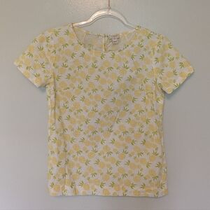 J. Crew Pineapple Print Tee Shirt Linen Cotton XXS